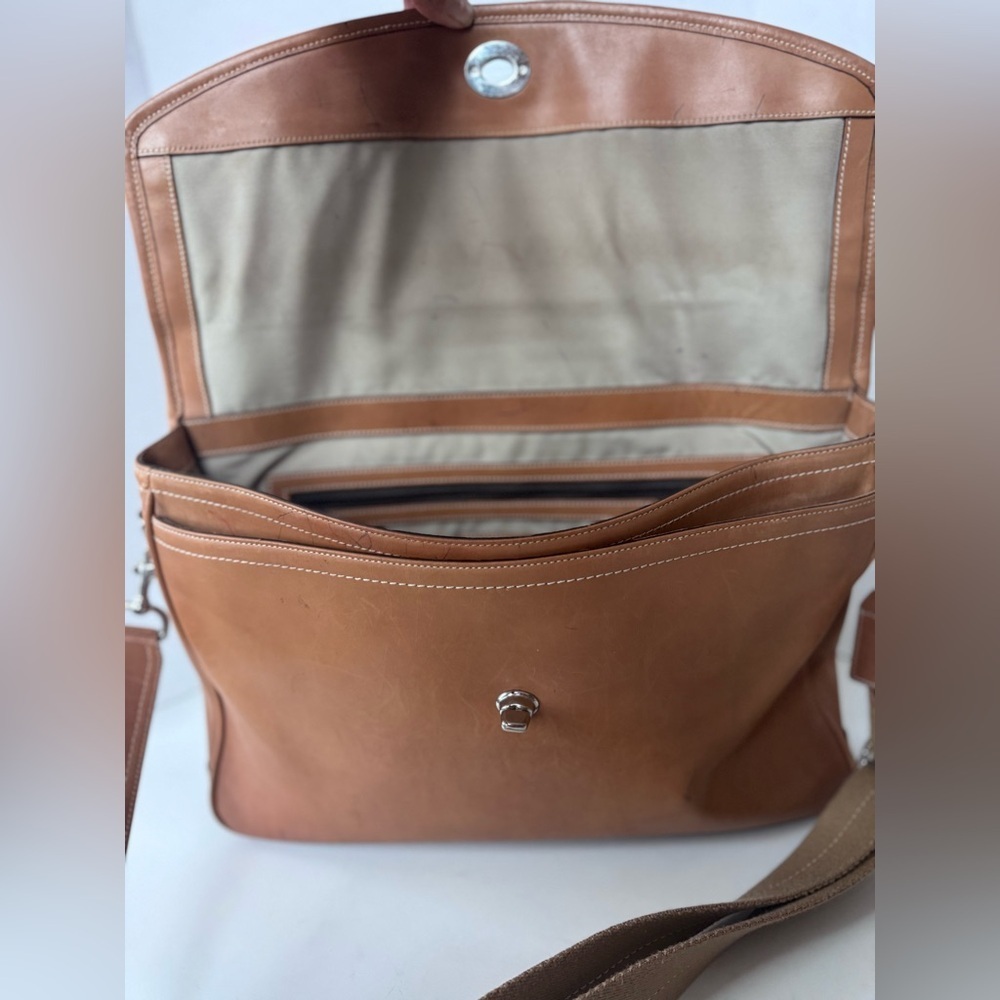 Vintage 90s Y2K COACH F70101 Tan Leather Briefcase Messenger Bag - Picture 9 of 16